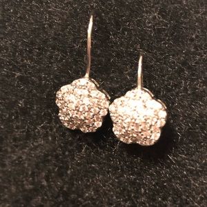 Ladies Italian white gold, rhinestone earrings